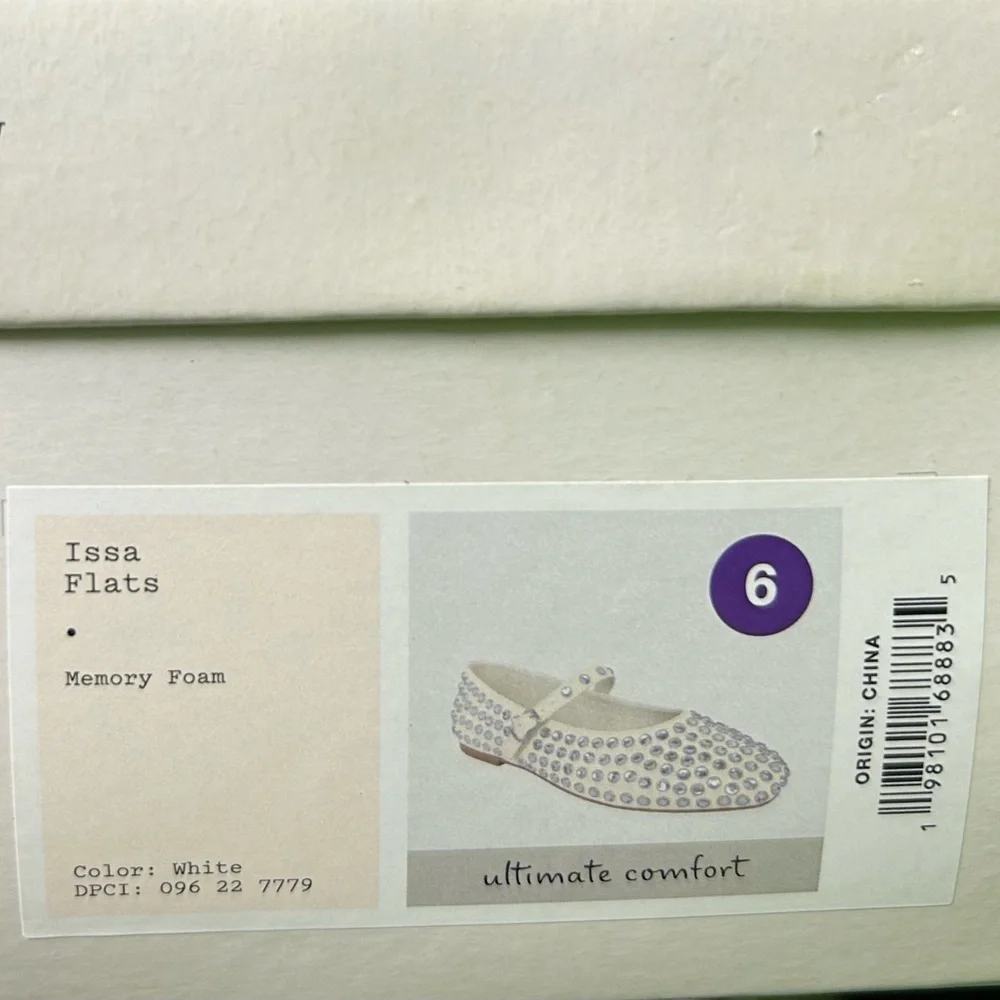 A New Day Issa Flats White Studded Mary Jane Shoes Vegan | Size 6 | New With Box